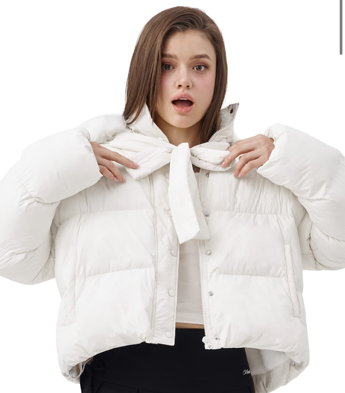 클리시어 스노위 리본 퍼프 패딩 자켓 (새 상품) 상품이미지1
