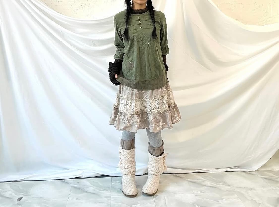 히피7부탑, 패턴베스트, 크로쉐베스트, 캉캉스커트 상품이미지3