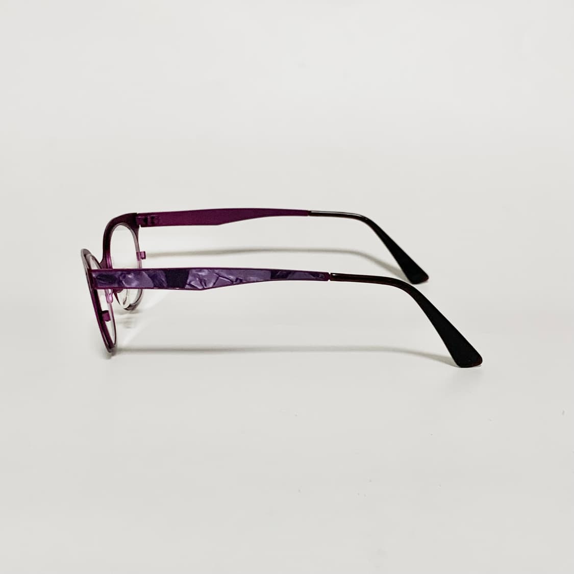 1000 빈티지안경 캣아이 안경테 가벼운 메탈 안경 마블 패턴 퍼플 상품이미지4