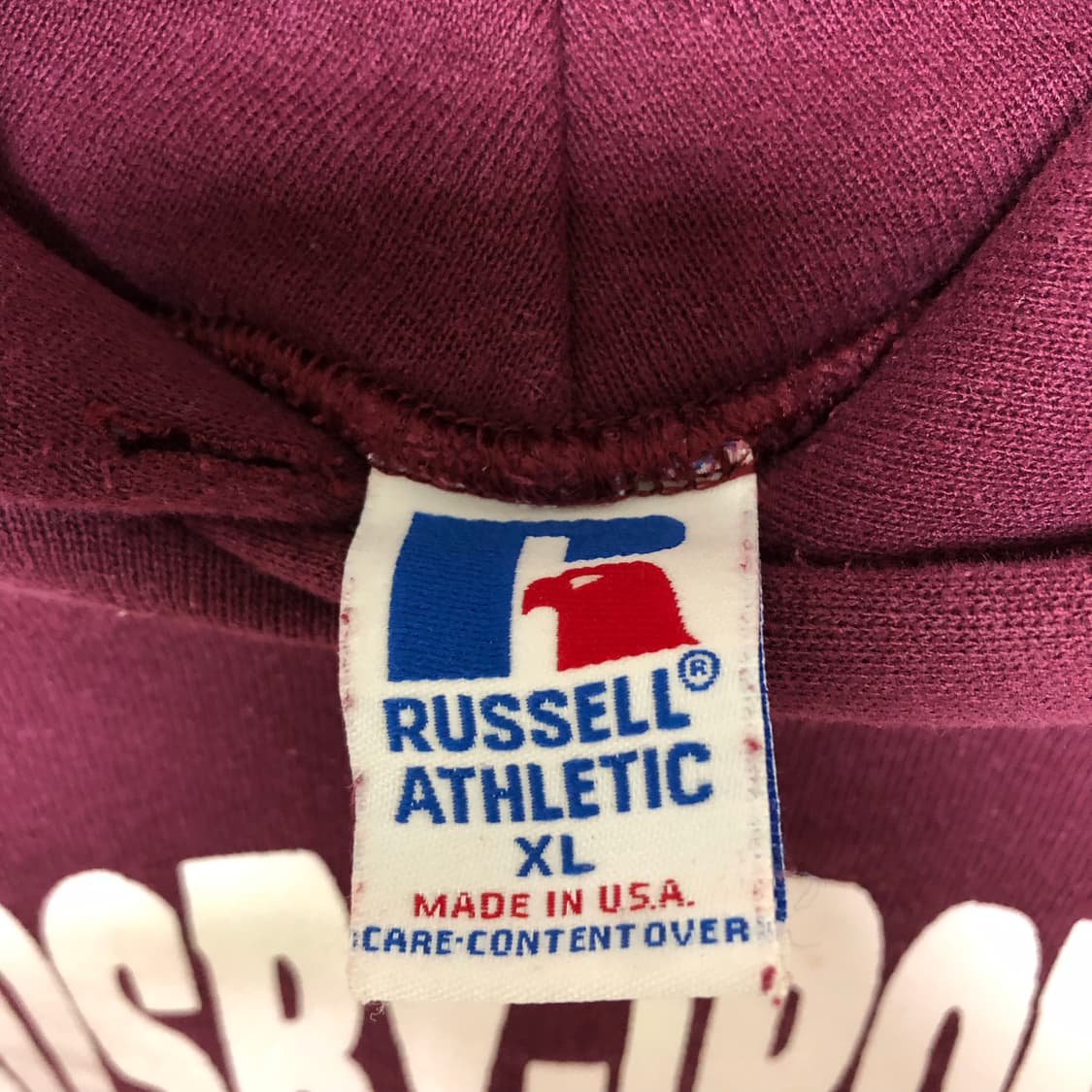 vtg 빈티지 러셀 후드티 스웻 xl 버건디 상품이미지6