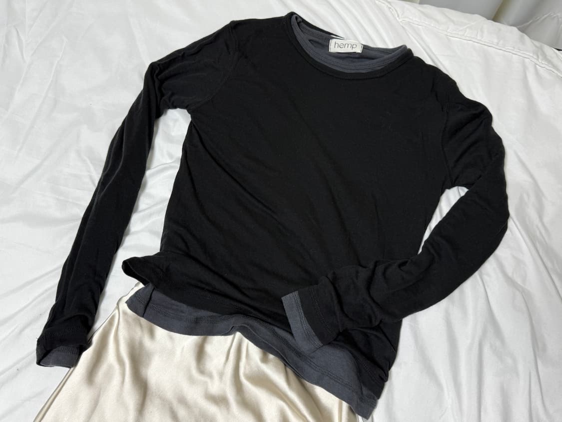 레이어드 티, gu 새틴 스커트 set 상품이미지1