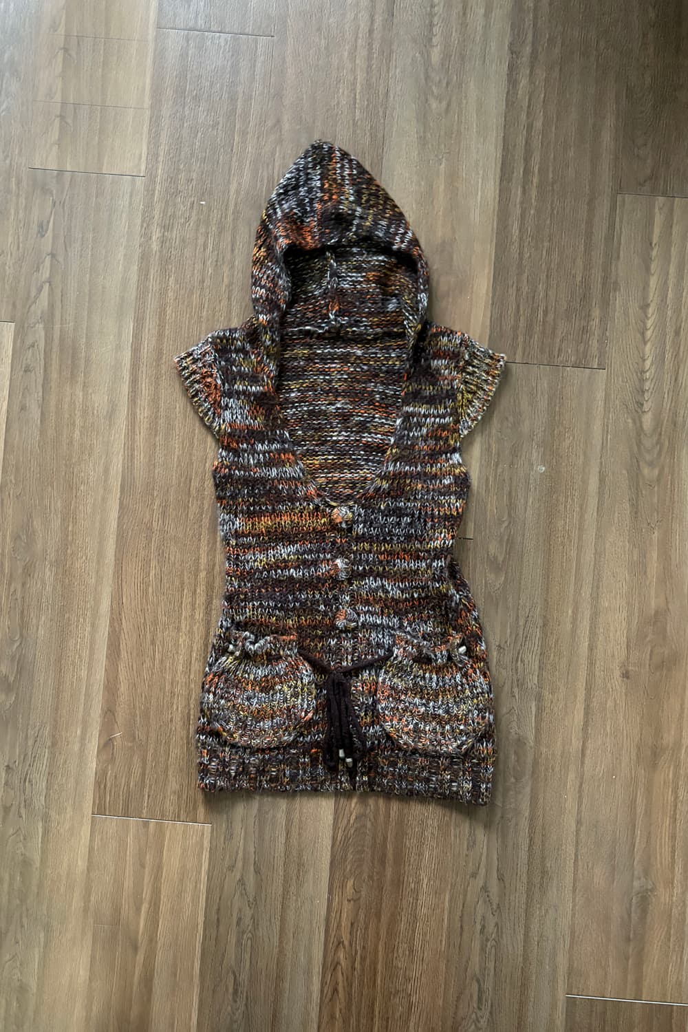 Multi-Color Mélange Hooded Knit Vest 상품이미지4