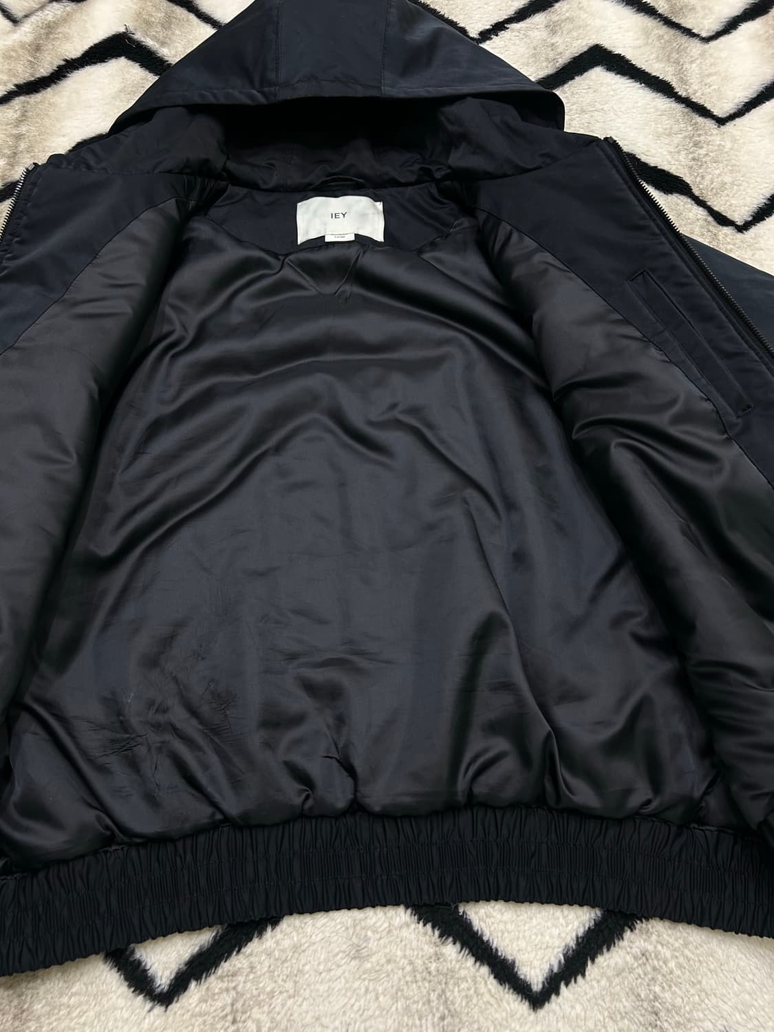 [L]IEY 2Way MA-1 후드 패딩자켓/블랙 상품이미지4
