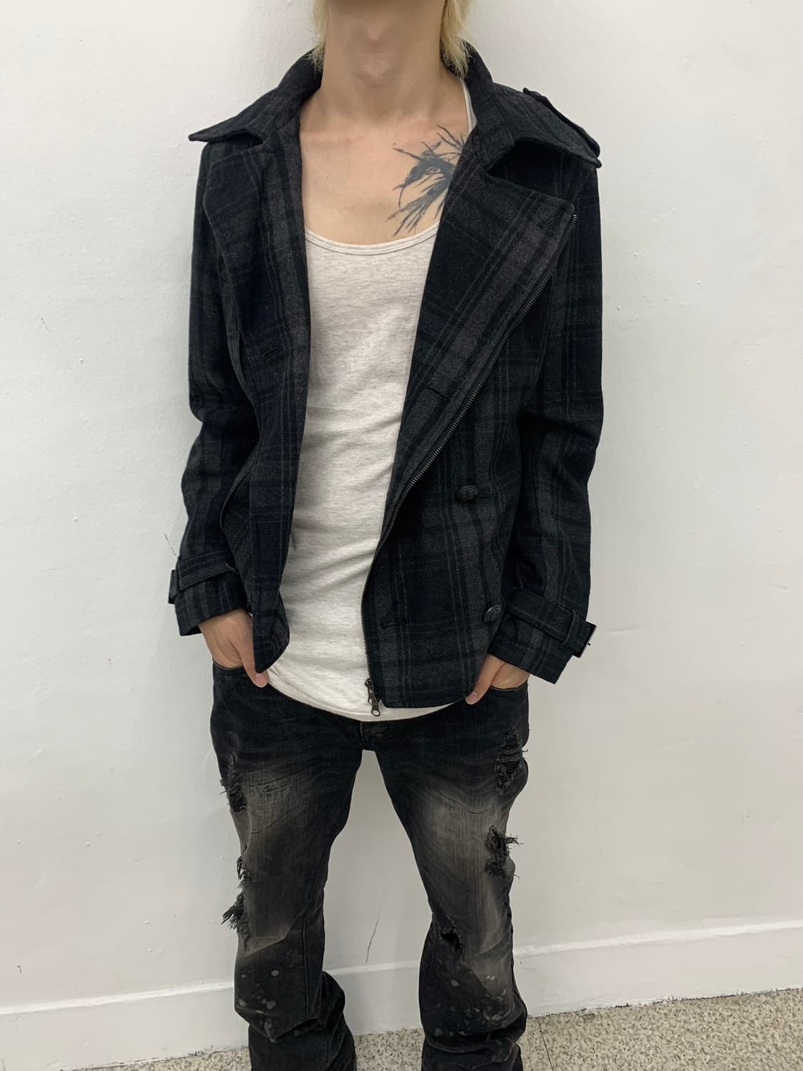 Tartan check pattern punk detail jacket  상품이미지6