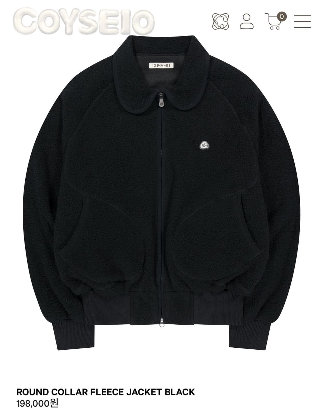 코이세이오 라운드 카라 플리스 자켓 블랙 상품이미지1