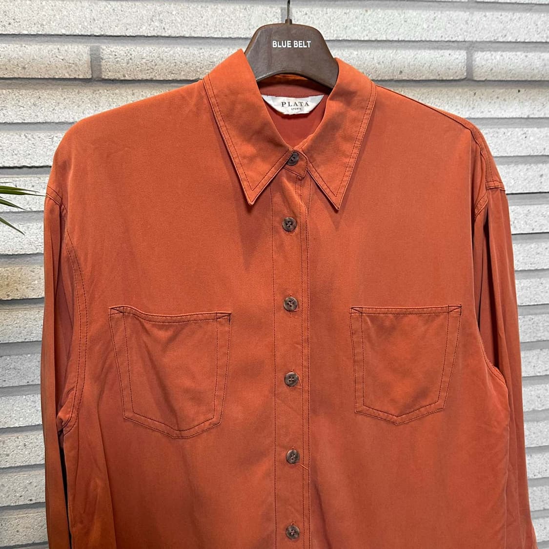 JPN VINTAGE 긴팔 셔츠 투포켓 스티치 디테일 브릭 오렌지 상품이미지4