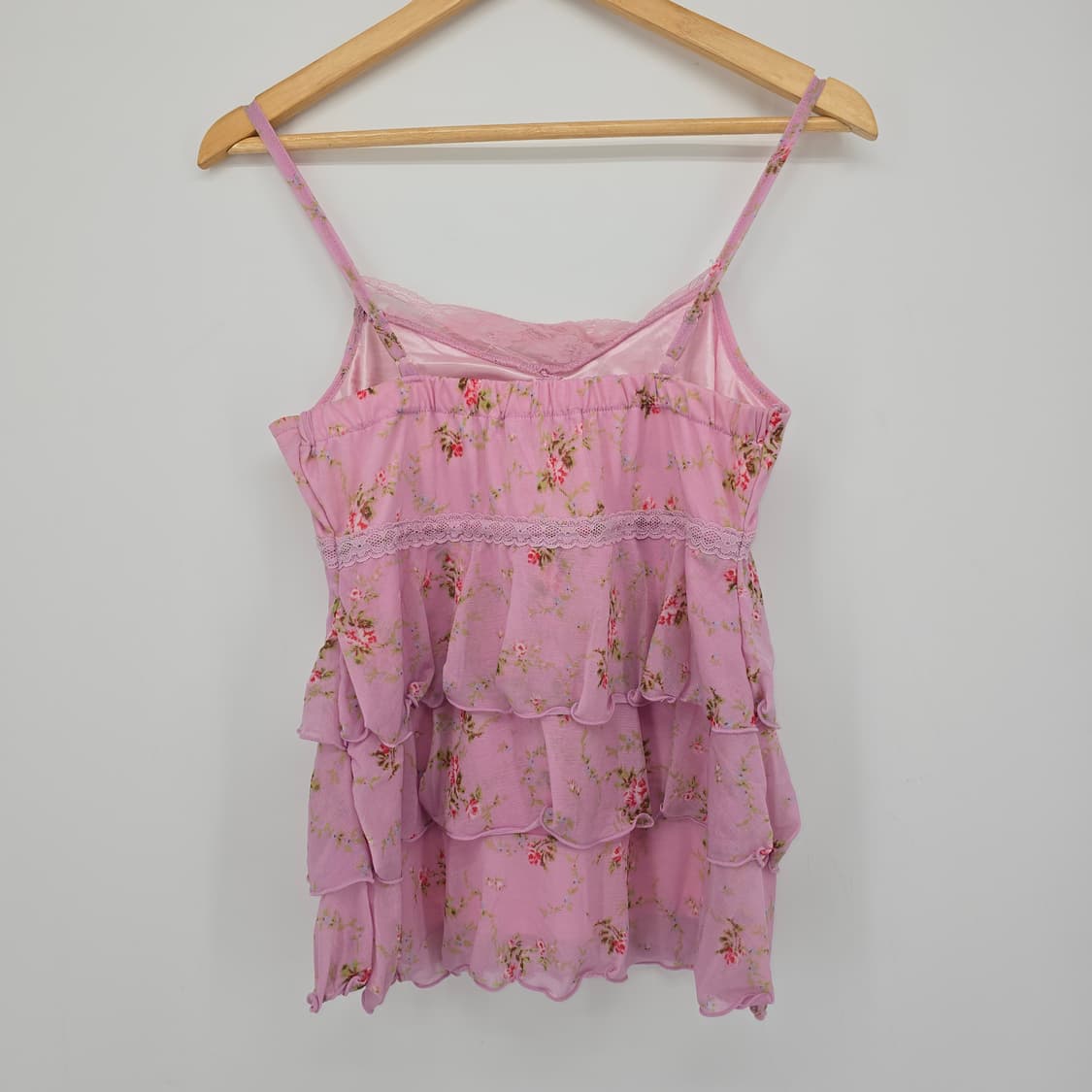 Y2K 일본 빈티지 레이스 꽃무늬 핑크 나시 블라우스 상품이미지6