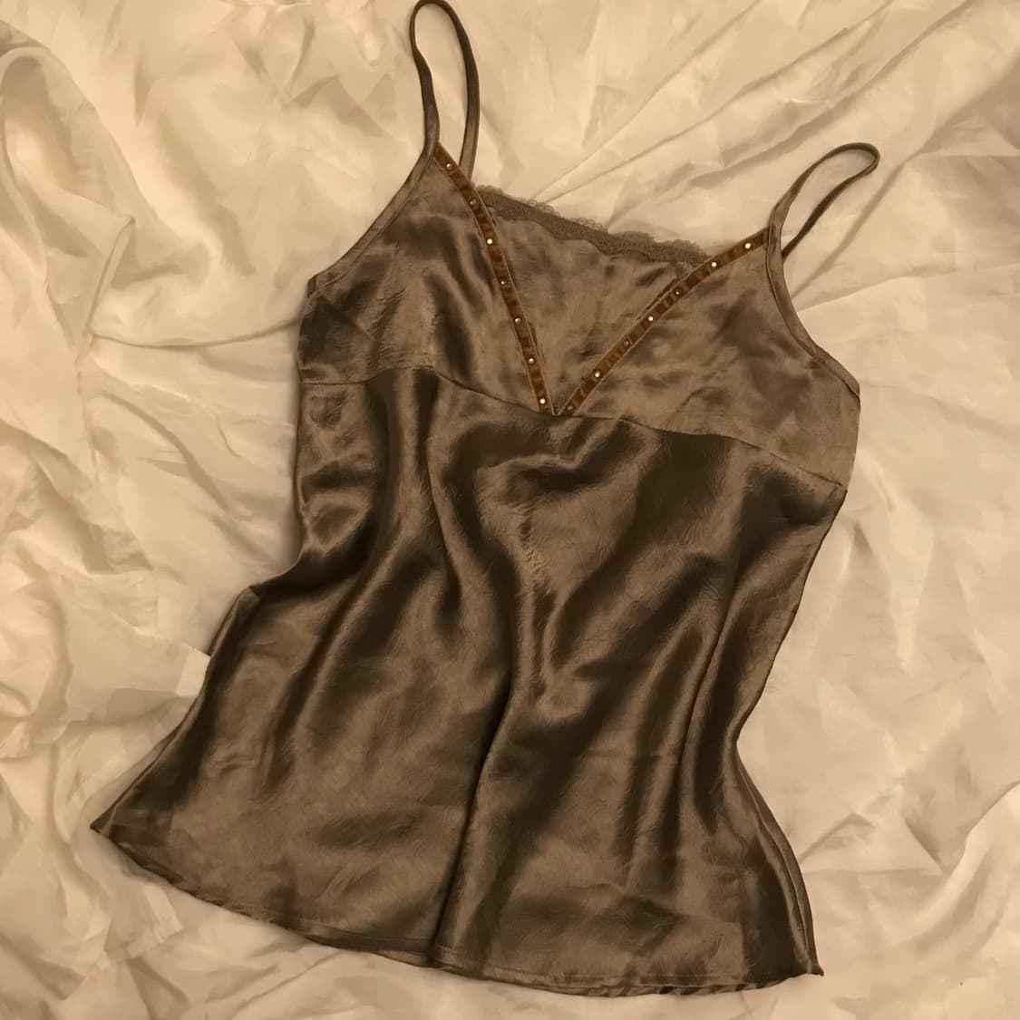 JPN Vintage 오리엔탈 브라운 새틴 슬리브리스 상품이미지2