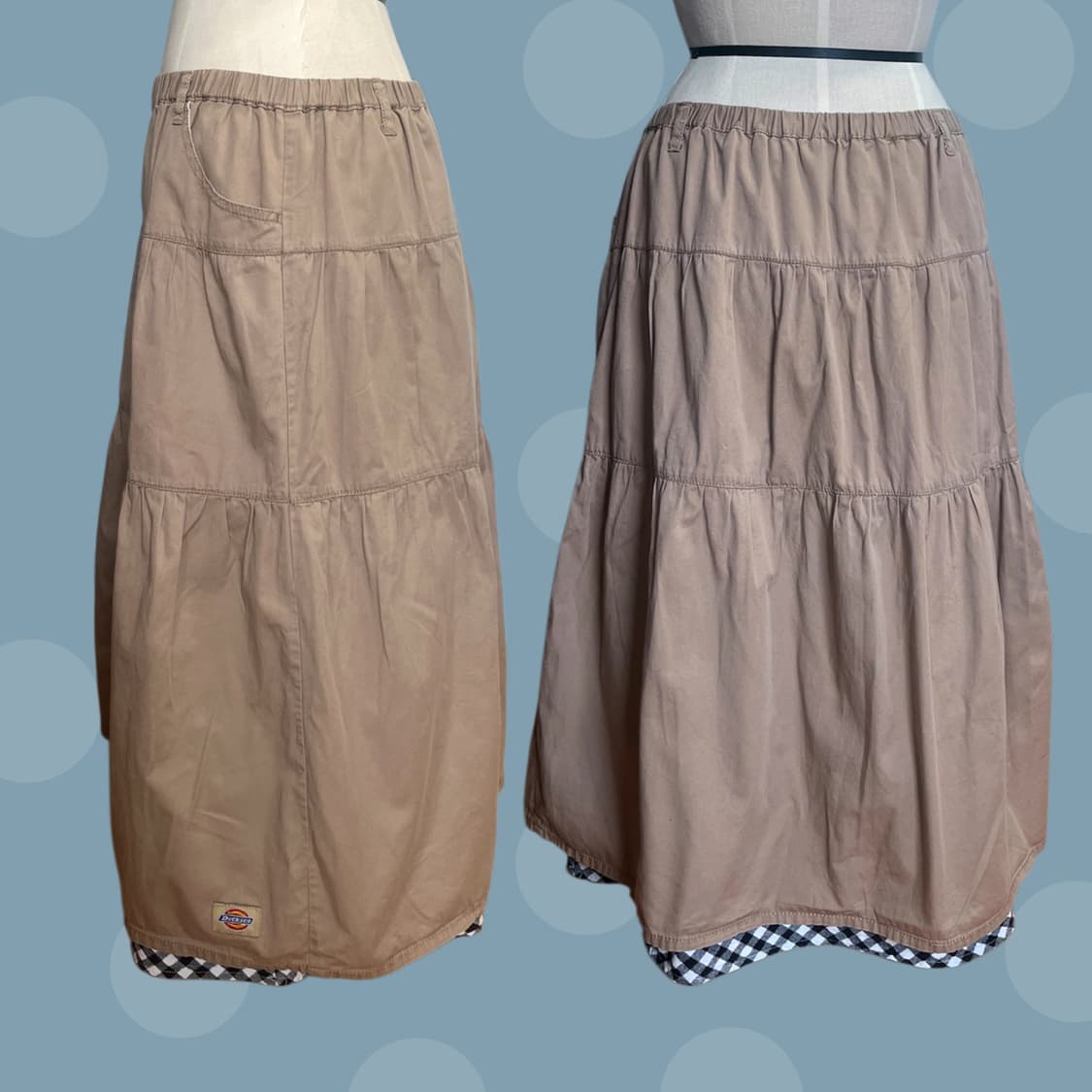 디키즈 체크 레이어드 베이지 캉캉 스커트 상품이미지3