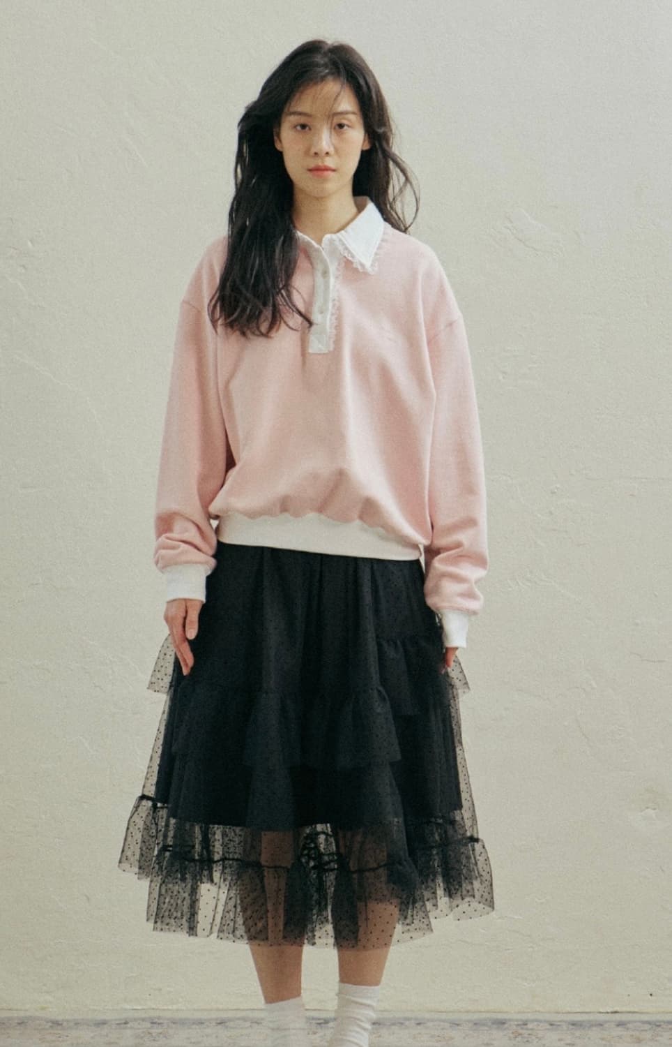 호쿠스포쿠스 스웻셔츠 레이스 카라 피케 맨투맨  상품이미지1