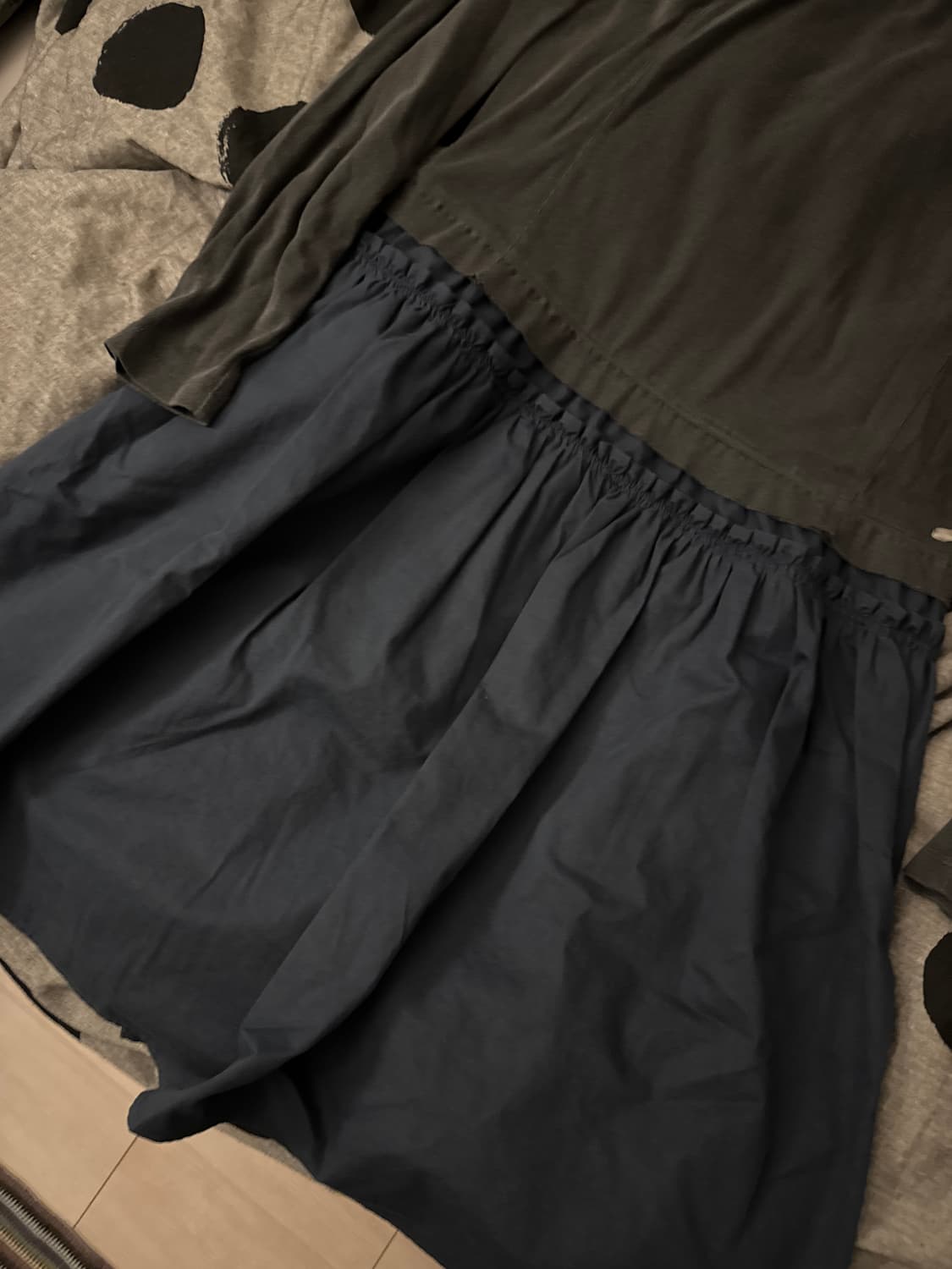 코이세이오 2way 셔링 원피스 블루 차콜 상품이미지8