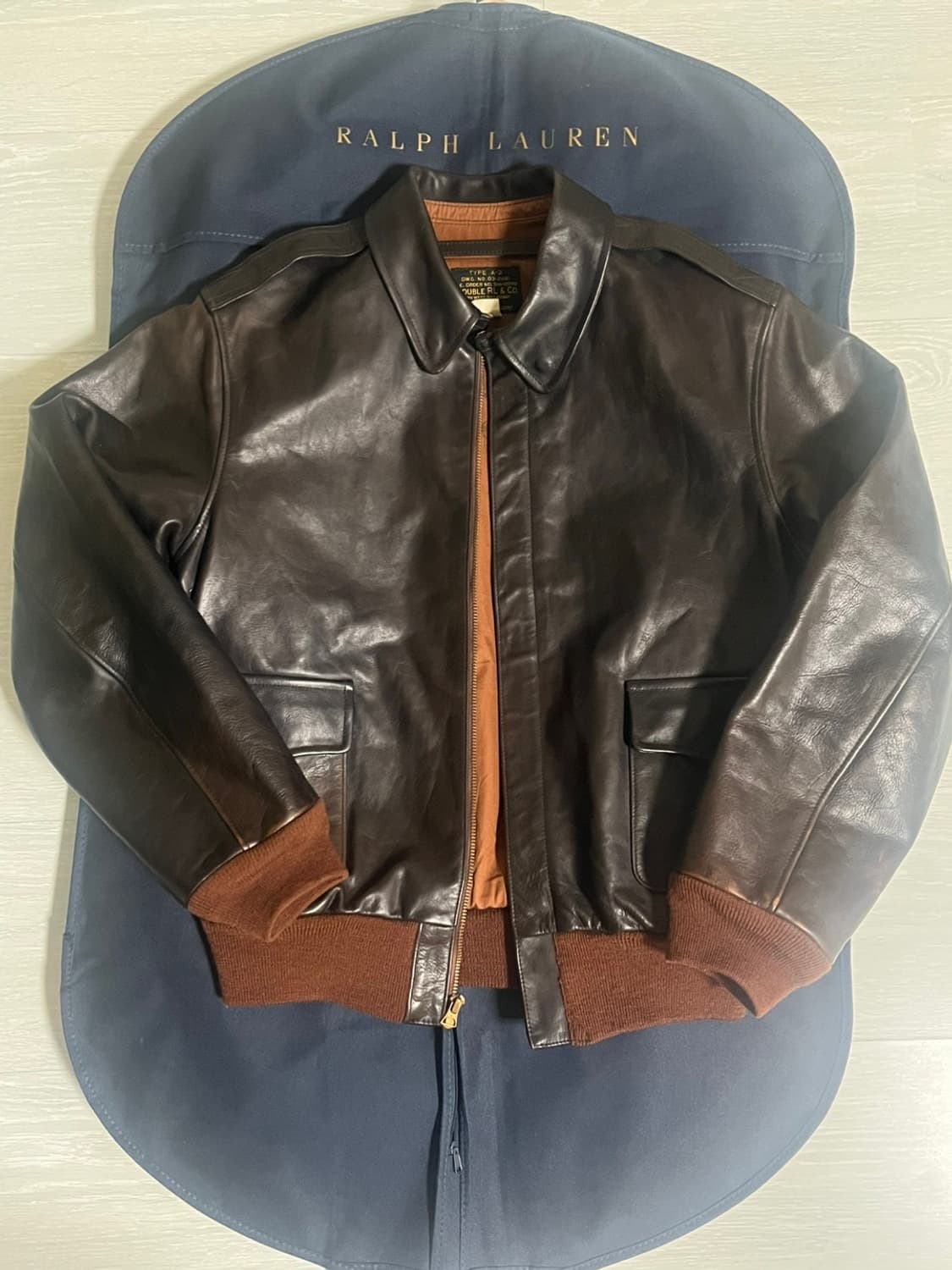 Rrl 레어 a-2 레더 자켓 상품이미지1