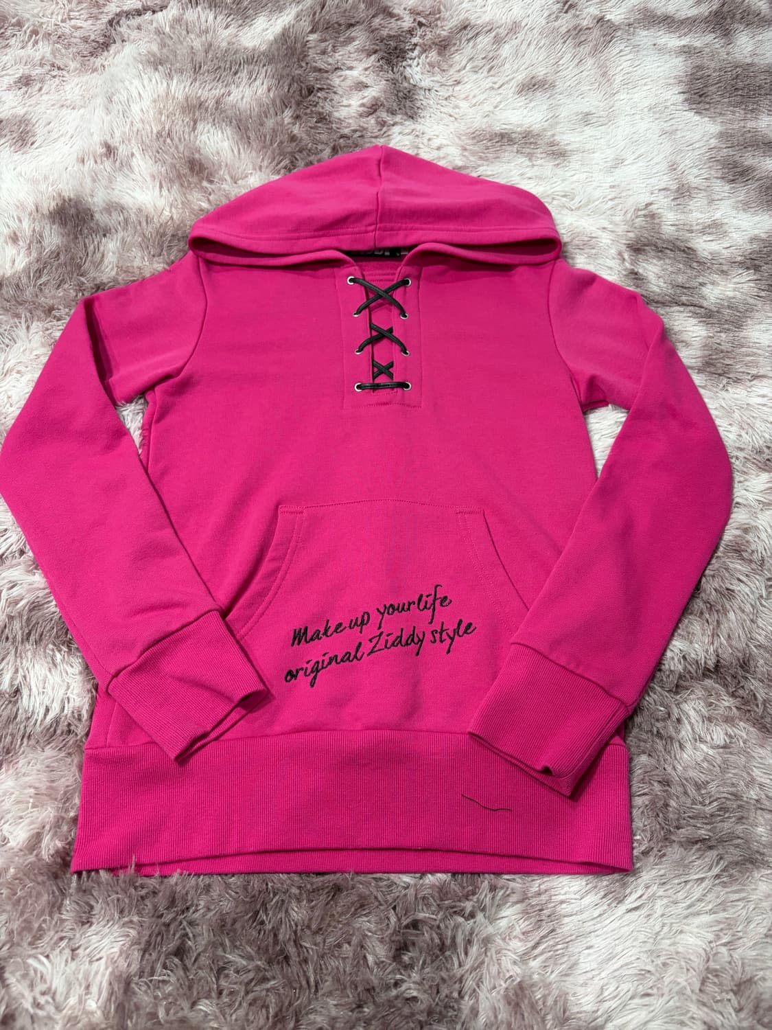 ziddy 와투케 핑크 아일렛 후드티 상품이미지1