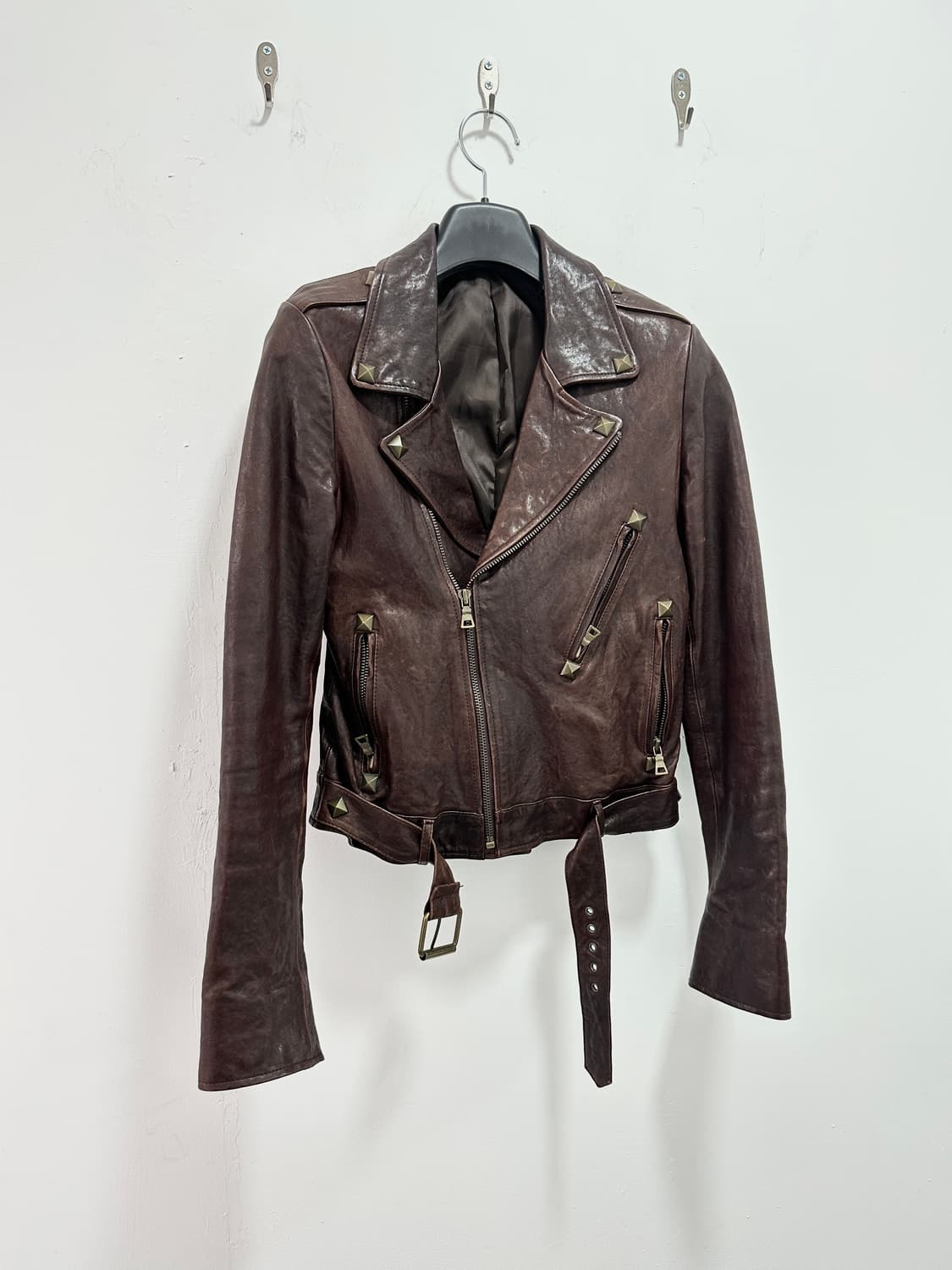 Lambs leather gold stud buttoned jacket 상품이미지2