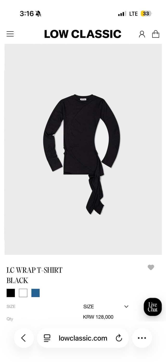 Low Classic 로우클래식 lc wrap t-shirt black 상품이미지4