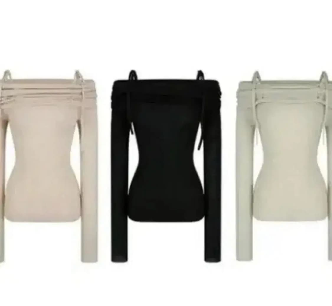 라벨르블랑 발롱 오프숄더 니트 베이지 / 블랙 판매 상품이미지1