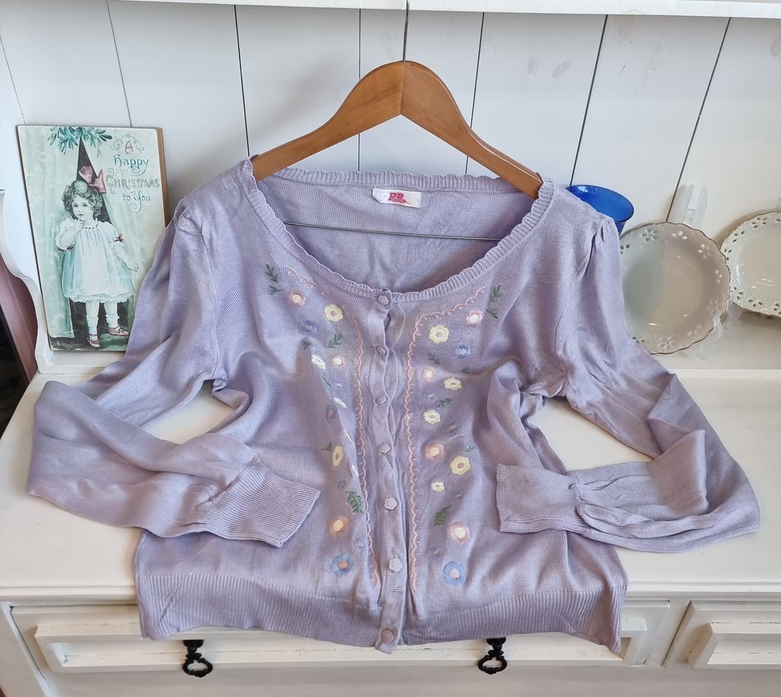 플라워 자수 퍼플 가디건 상품이미지3