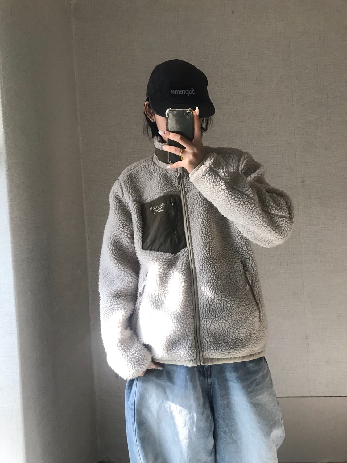 리복 아이보리 카키 후리스 상품이미지2