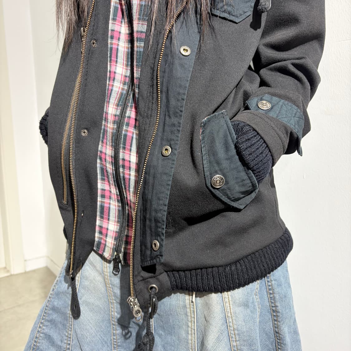Ceronias 체크 레이어드 지퍼 자켓 상품이미지2