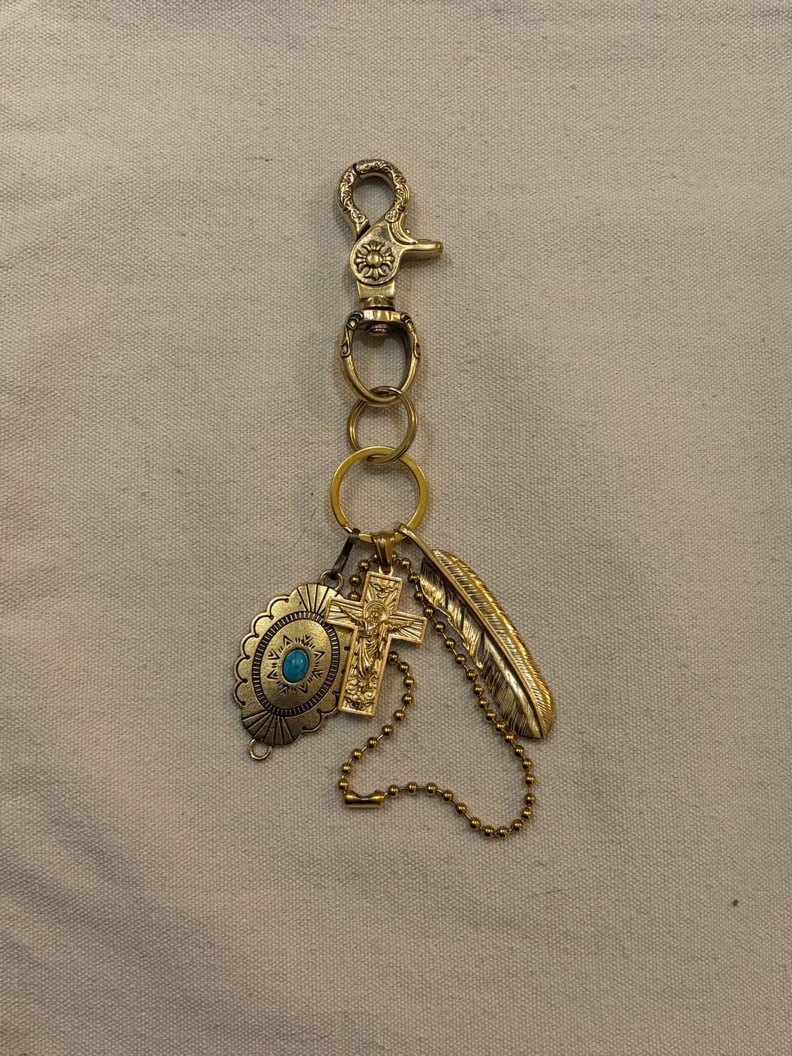 크로스 & 터키석 브라스 빈티지 키링 상품이미지3
