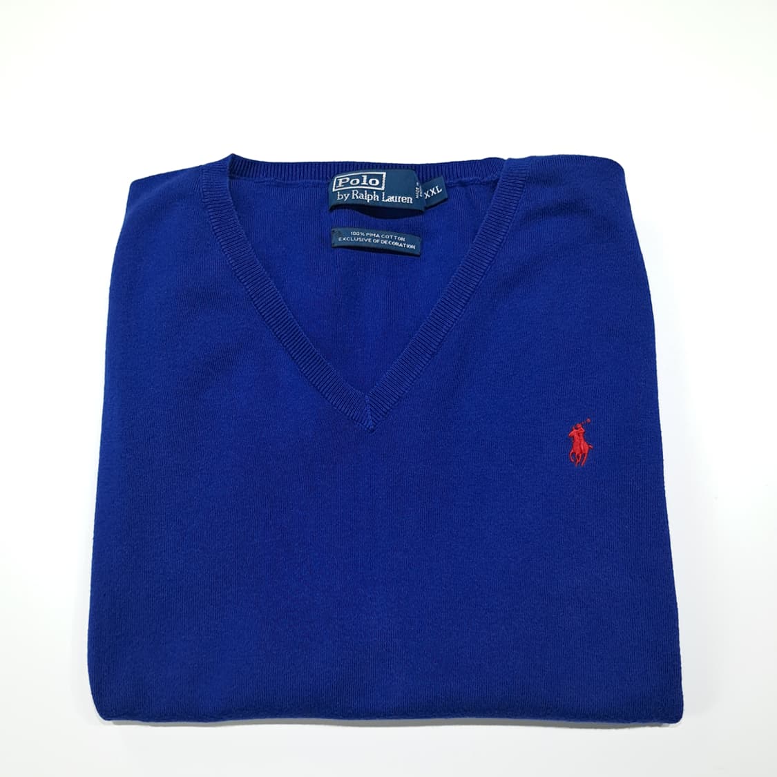 CL159 폴로 피마코튼 레드포니 블루 니트 베스트 상품이미지7