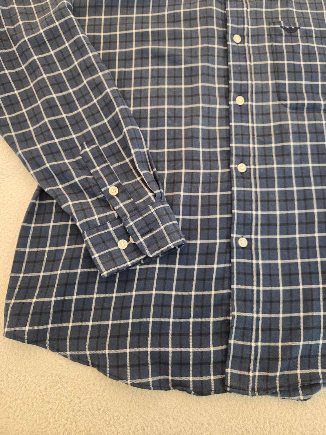 엠포리오알마니 네이비 체크 남방 셔츠 M 상품이미지7