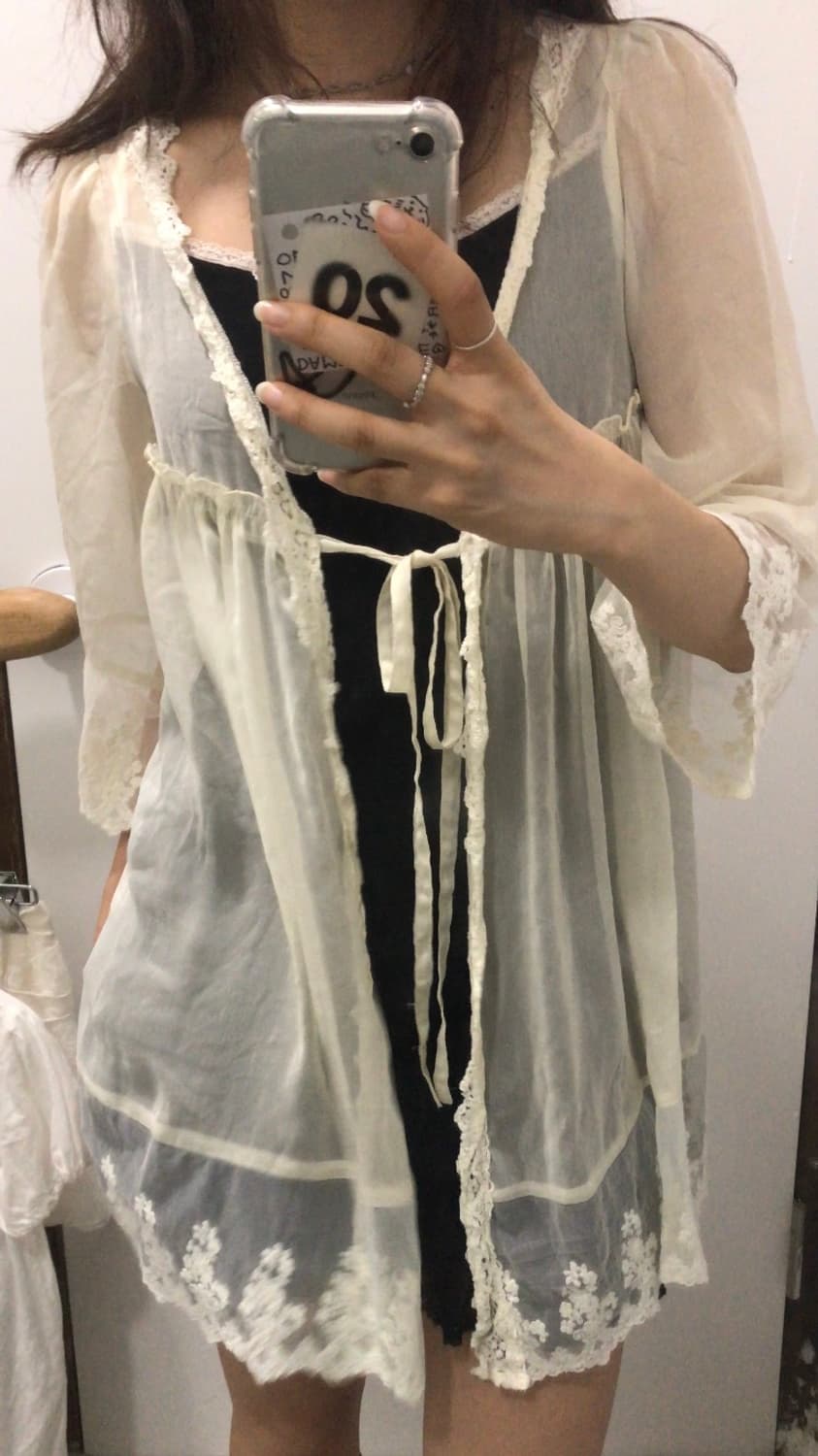 시스루 스트링 가디건 상품이미지1