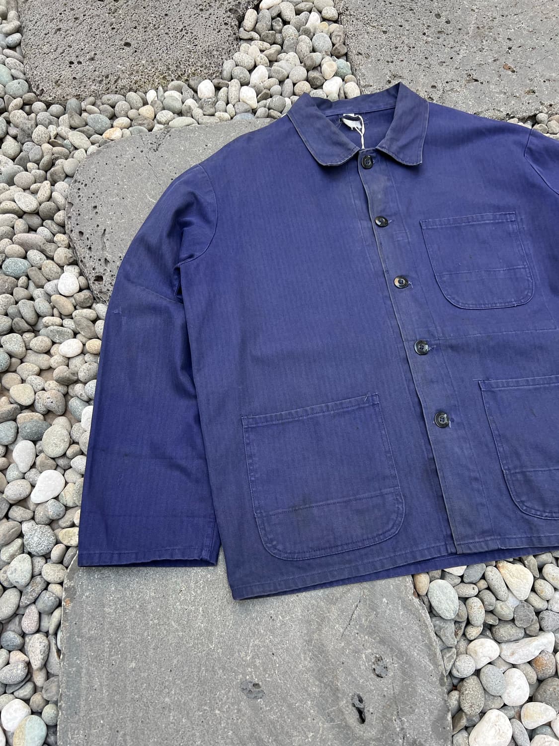 VINTAGE WASHING OLD HBT 헤링본트윌코튼 프렌치워크자켓 상품이미지4