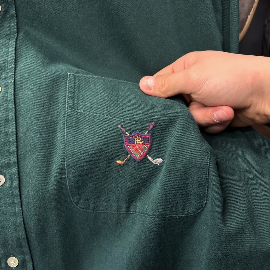 90s 폴로 랄프로렌 골프클럽 와펜 틸덴 코튼 버튼다운셔츠 N933 상품이미지5