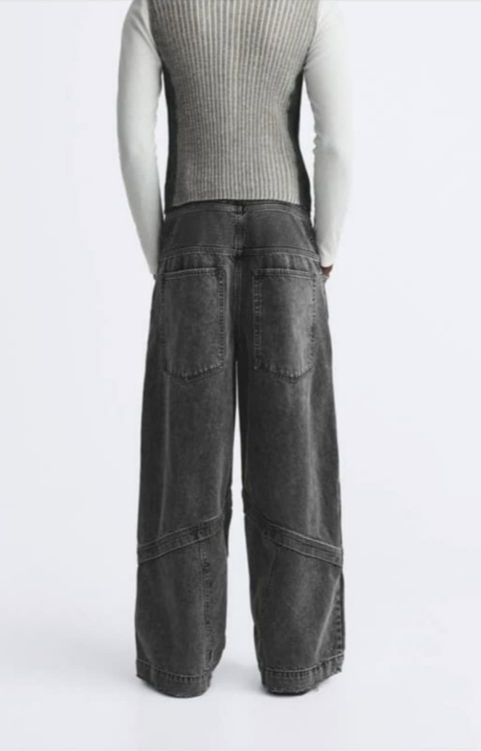 자라 암스테르담 라인 바이커 듄 배기 데님 새깅 팬츠 절개 상품이미지2