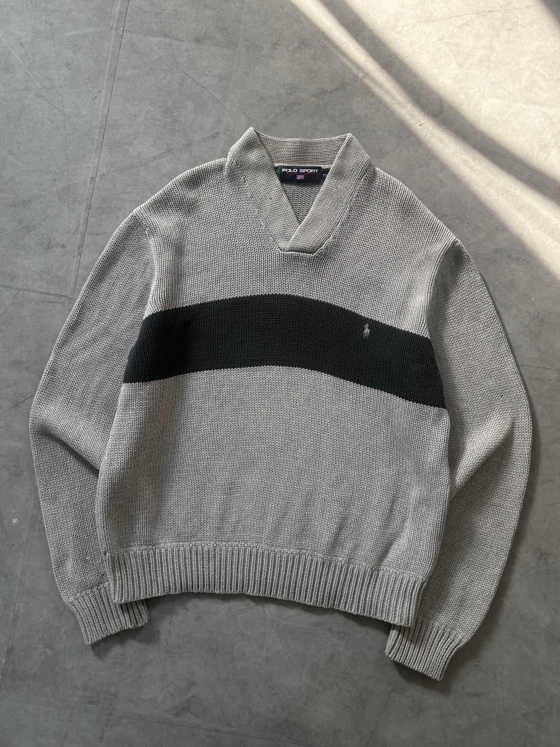 Polo 폴로 스포츠 헤비 코튼 그레이 브이넥 니트 상품이미지1
