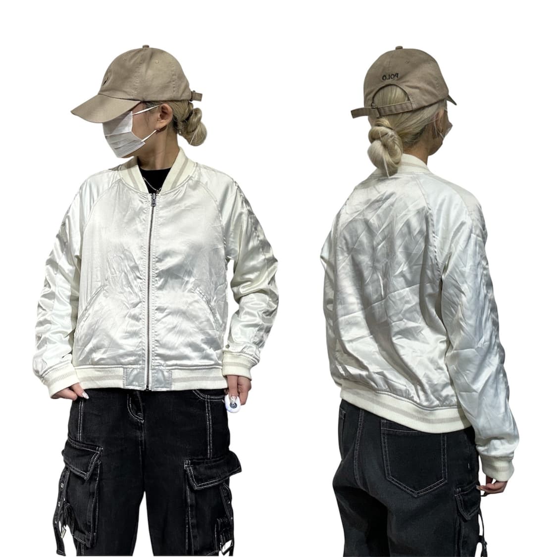 일본 빈티지 화이트 빈티지 크롭 스카잔 자켓  상품이미지1