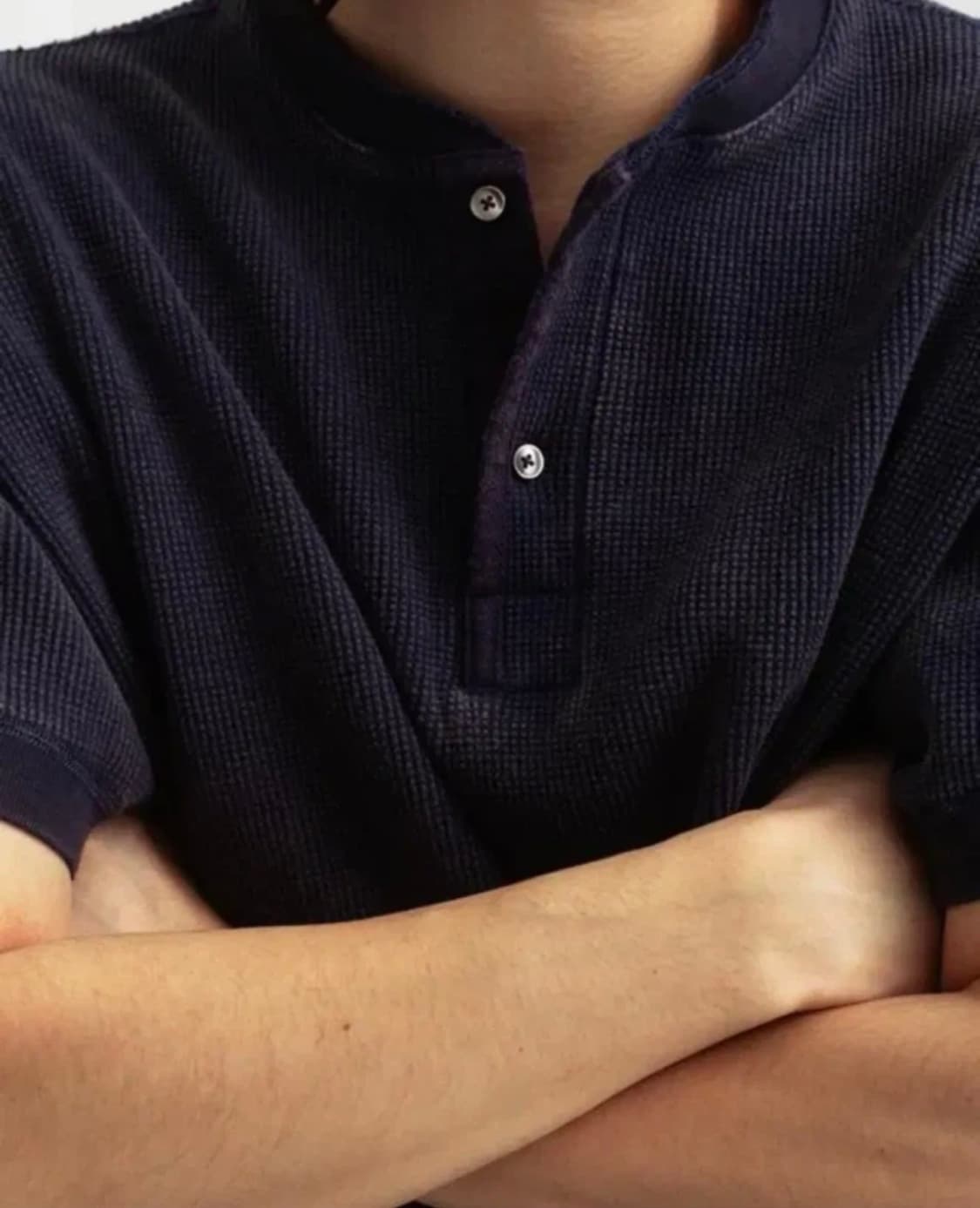 헤이스트 써멀 니트 헨리넥 네이비 2사이즈(105) 상품이미지2