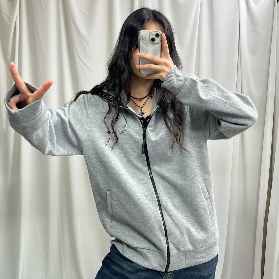 Calvin Klein gray hood zip-up 상품이미지1