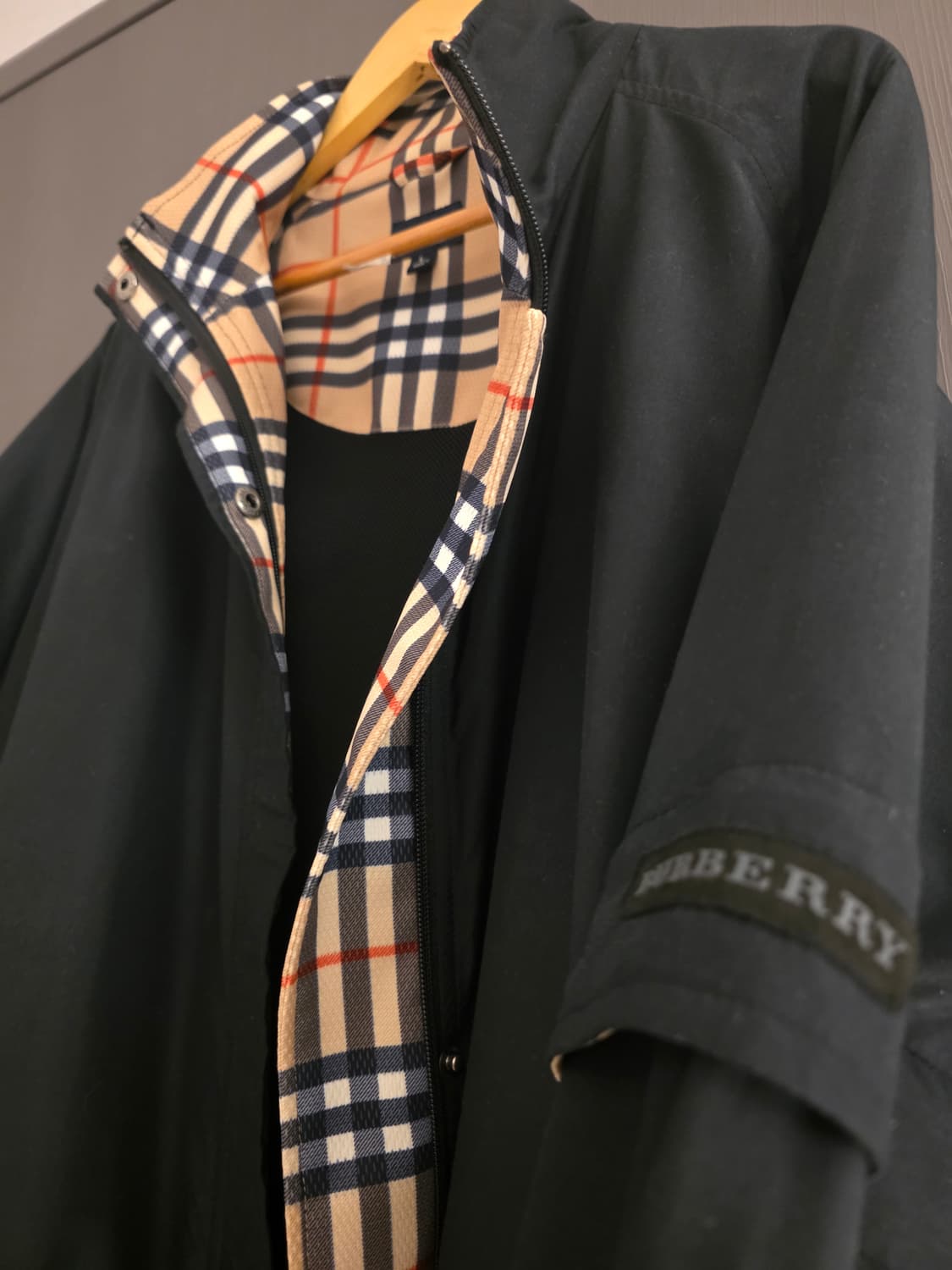 버버리 체크 안감 바람막이 자켓 사이즈L,105~110 상품이미지3