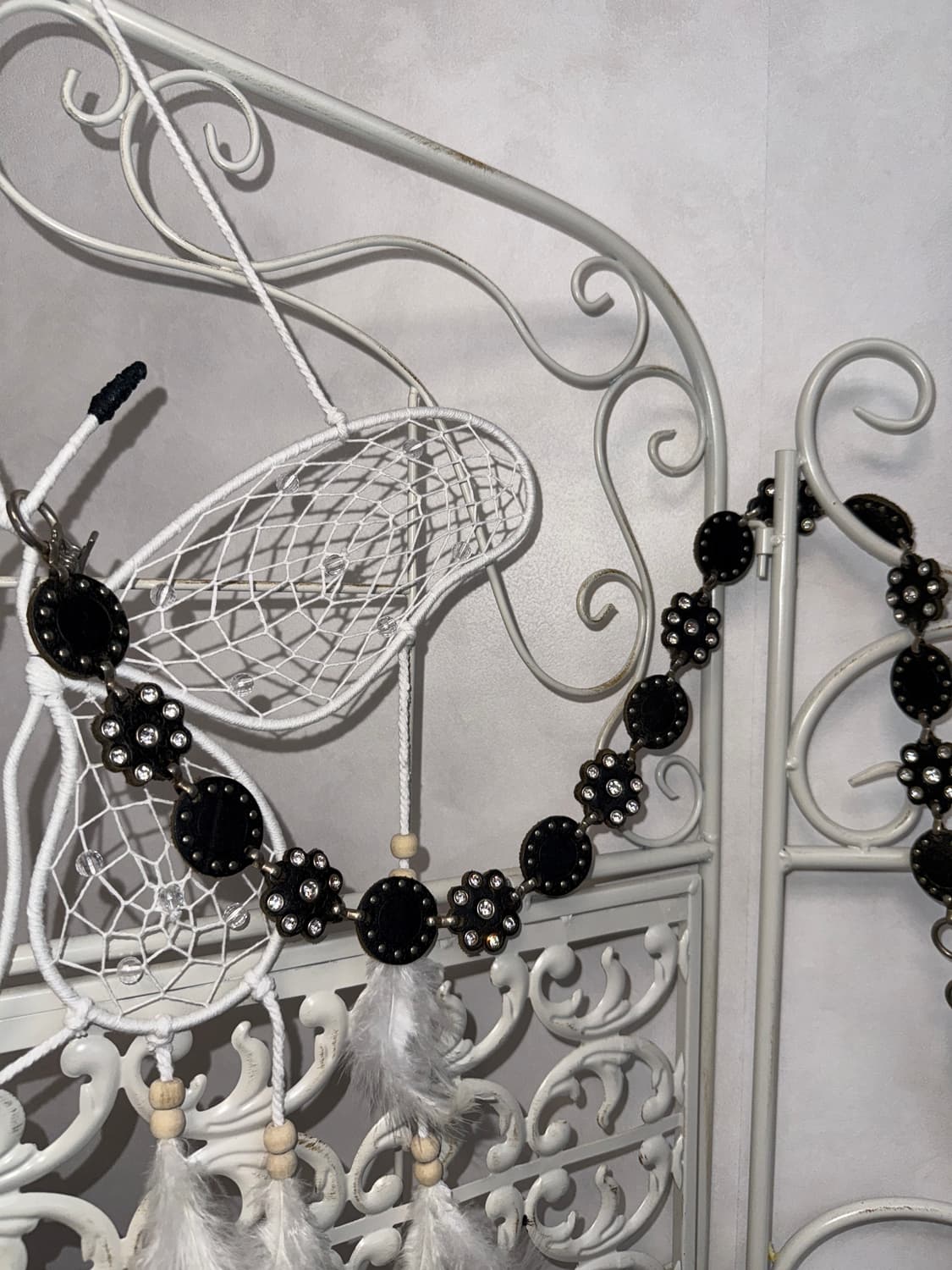 Black oriental flower cubic chain belt 상품이미지2