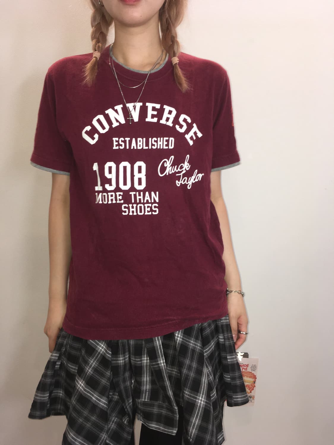 jpn vintage 컨버스 너드 버건디 레이어드 반팔 상품이미지1