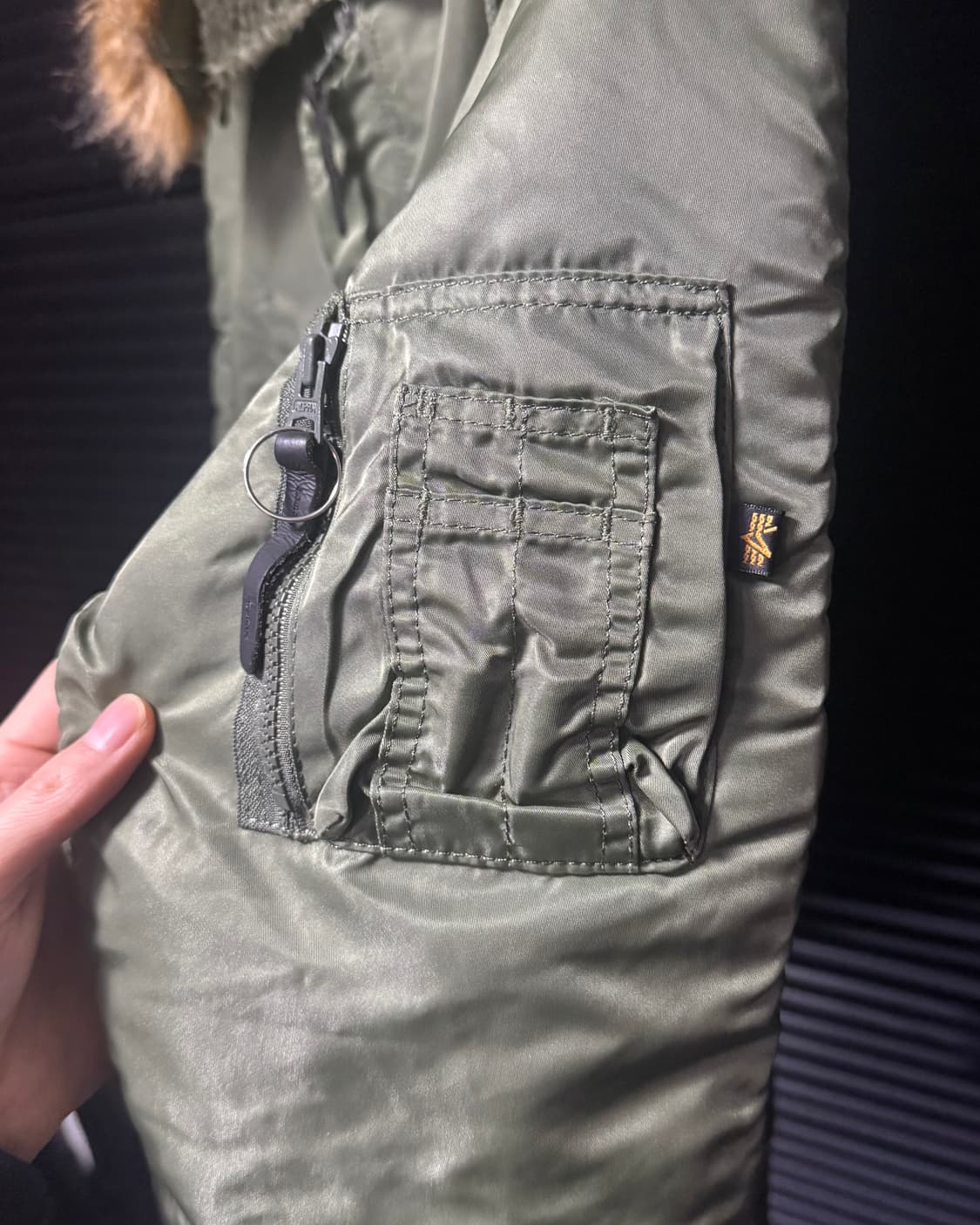 알파인더스트리 N-3B 하이넥 야상 누빔 밀리터리 워크 피쉬테일 털 M 상품이미지5