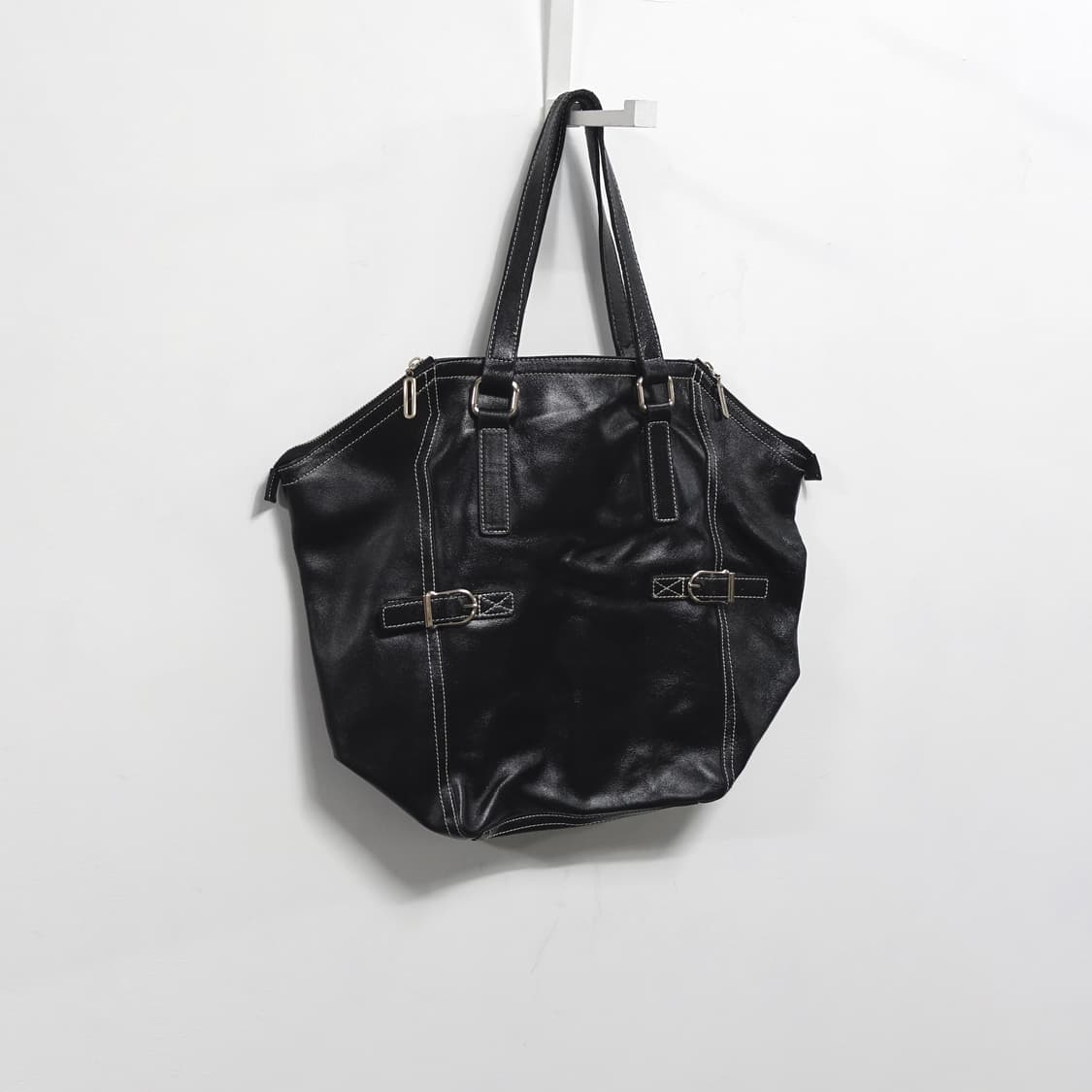 빈티지 코티드 카우레더 빅토트백 코팅 소가죽 토트백 상품이미지2