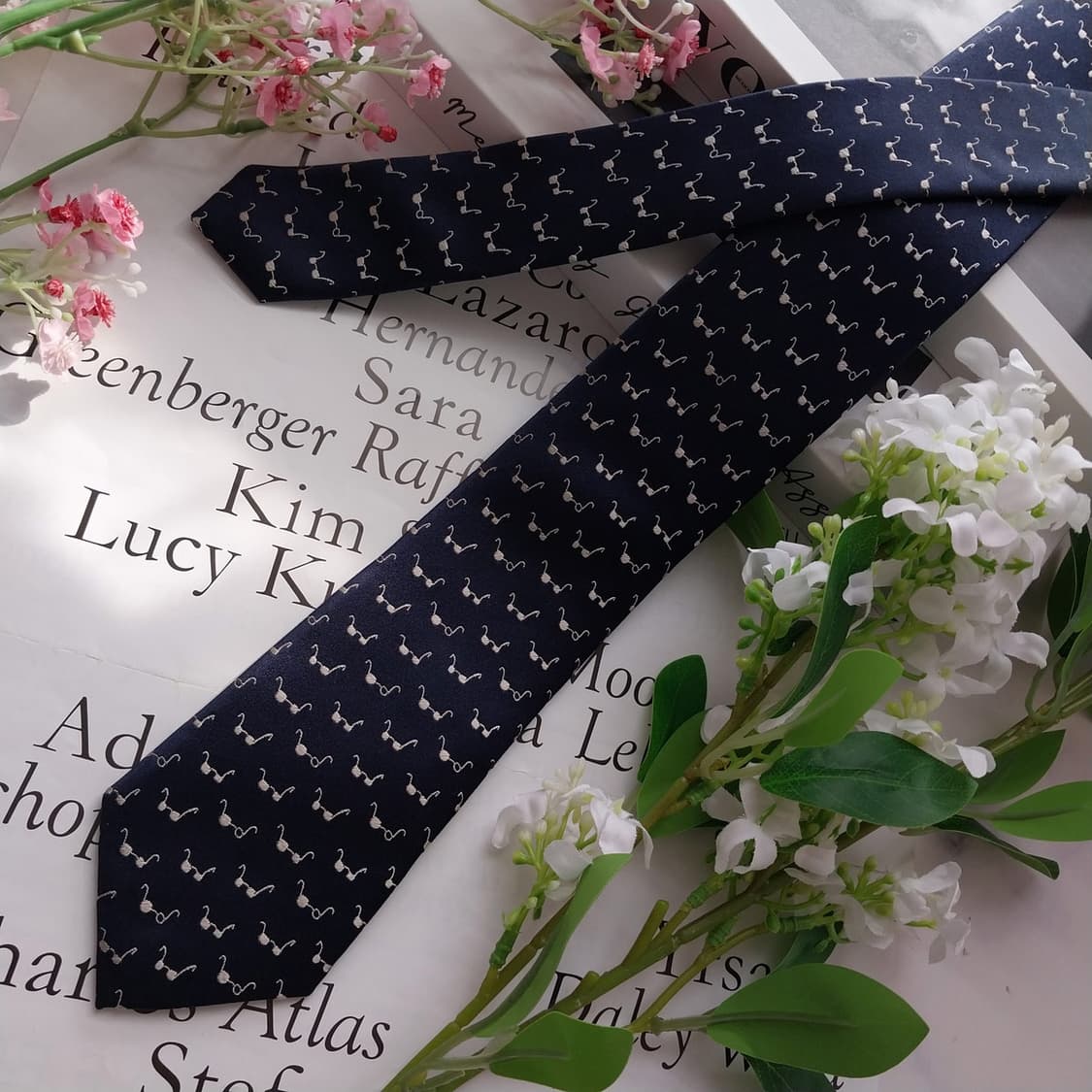 티아이포맨 실크 네이비 안경 자수 넥타이 6.5cm A+등급 K2395 상품이미지4