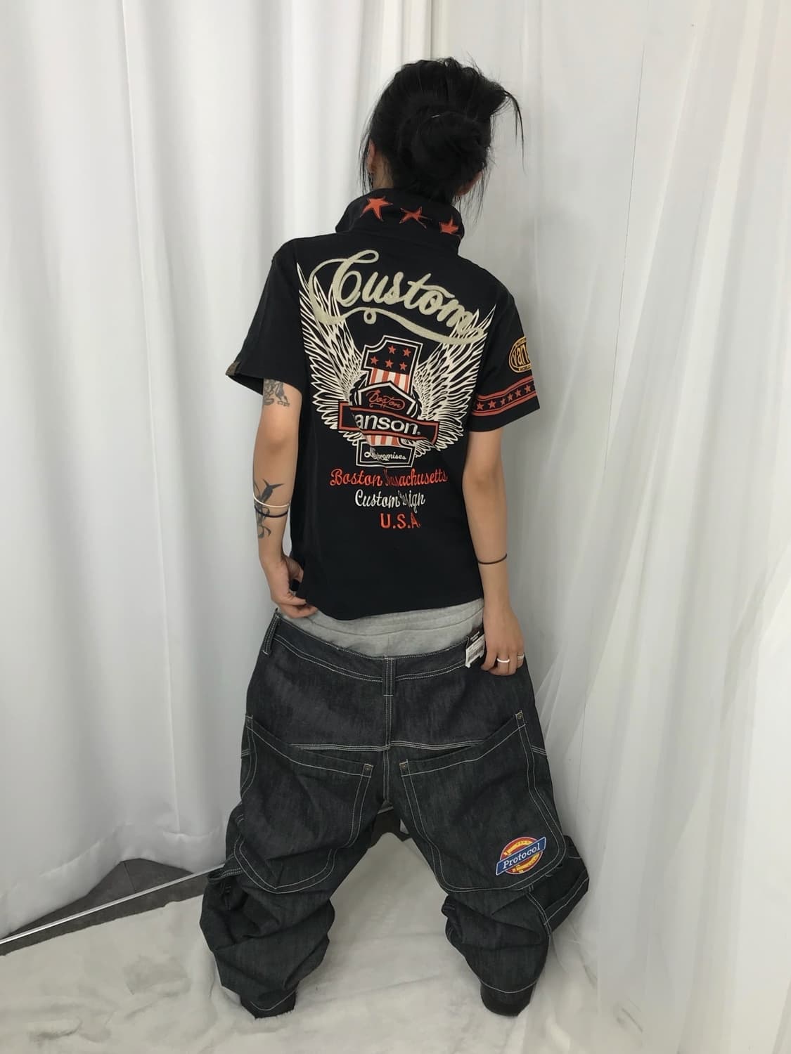 < Vanson Leathers Embroidery PK T-shirt  상품이미지2