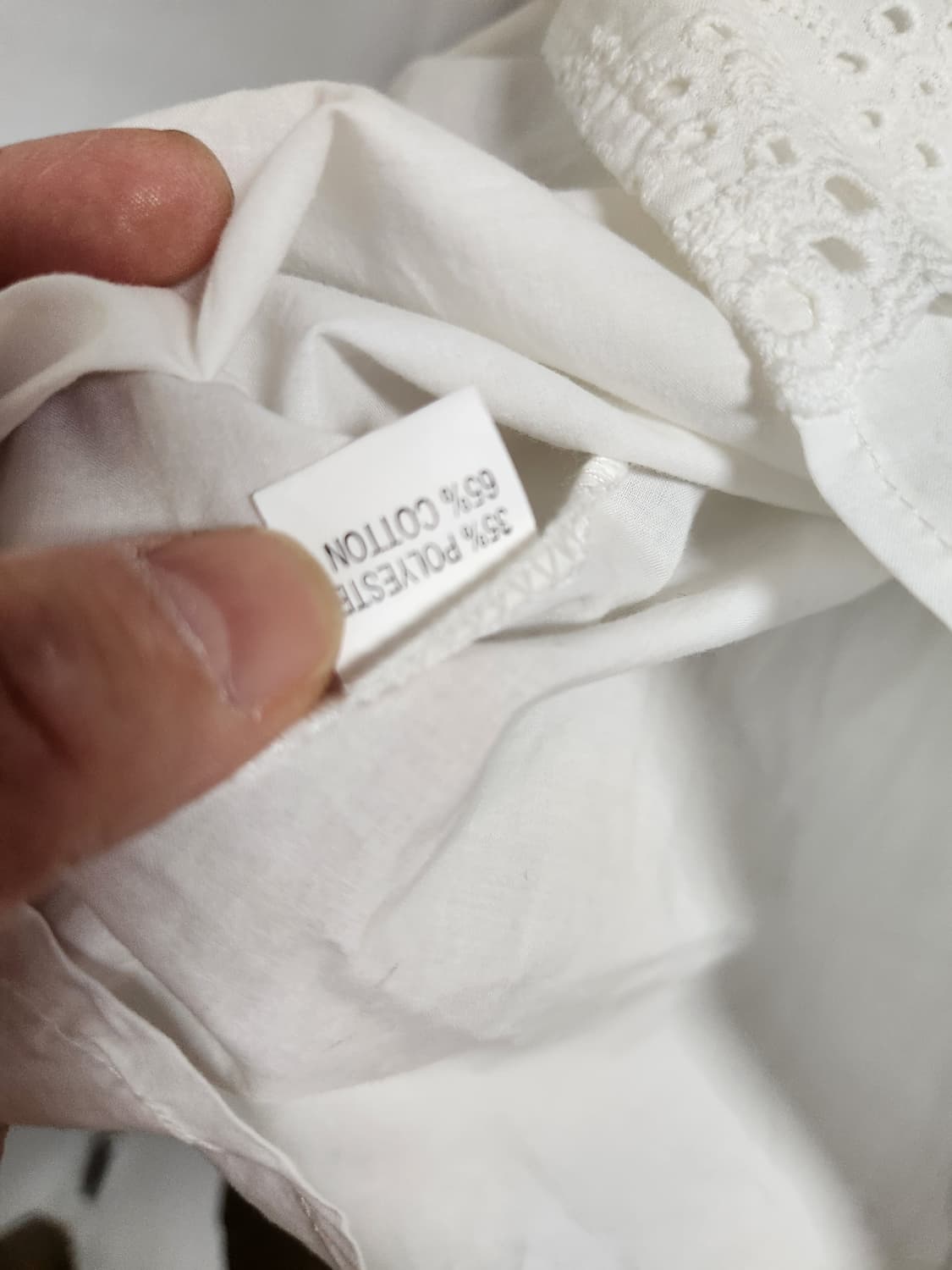 빅사이즈 레이스 펀칭 블라우스 화이트 F 상품이미지4