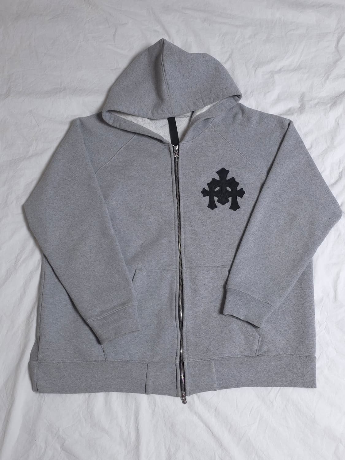 [XXL] 크롬하츠 레더패치 페이퍼잼 후드집업 그레이 상품이미지2