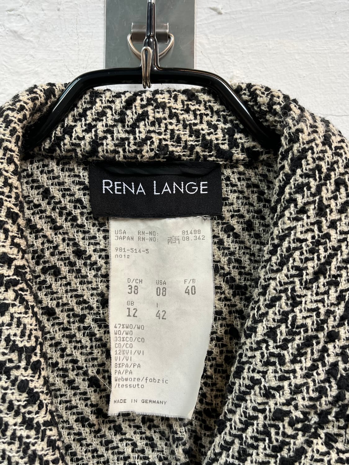 Rena Lange 블랙 앤 화이트 트위드 블레이저 42 상품이미지2