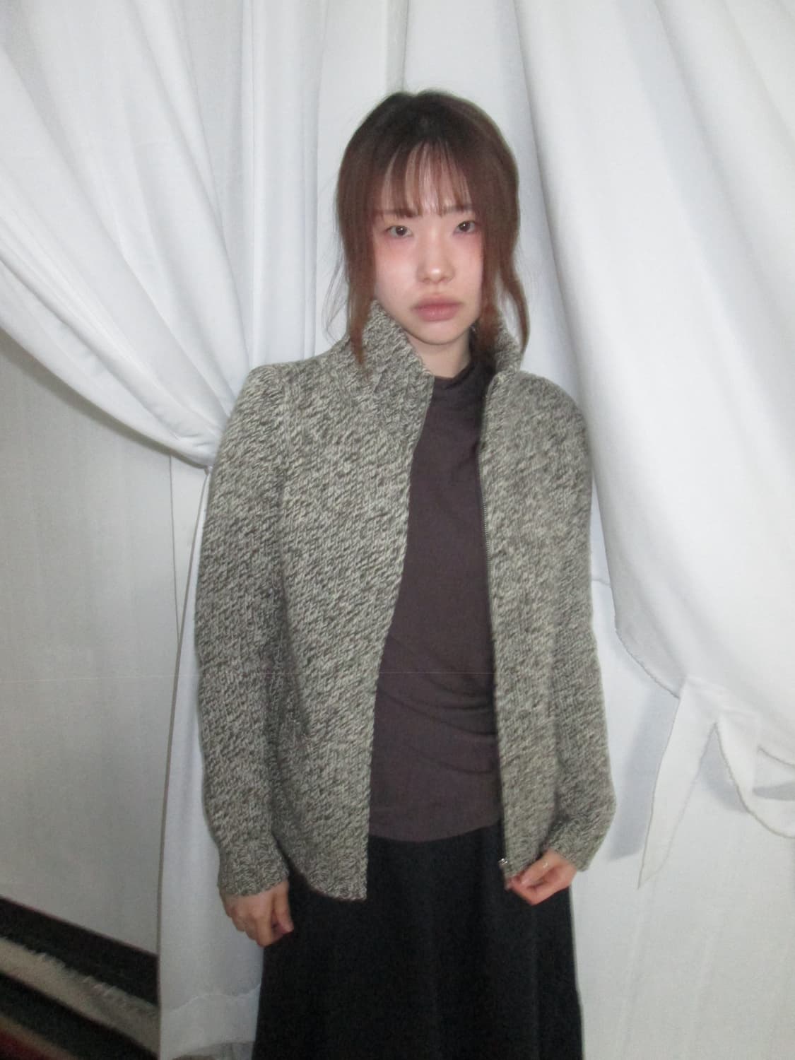 Sisley Melange Zip Knit 상품이미지1