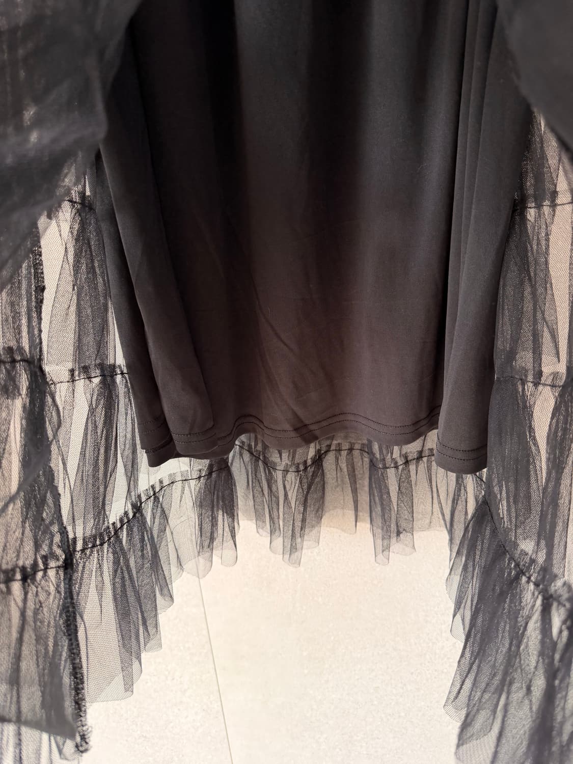 캉캉 블랙 쉬폰 롱 스커트 상품이미지2