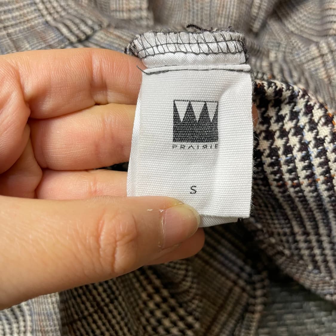 빈티지 브라운 하운드체크 자수 워크 셔츠 자켓 S 상품이미지5