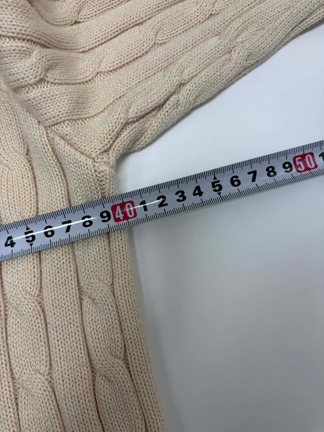 폴로 랄프로렌 신형 라벨 아이보리 걸즈 케이블 브이넥 니트(S) 상품이미지7