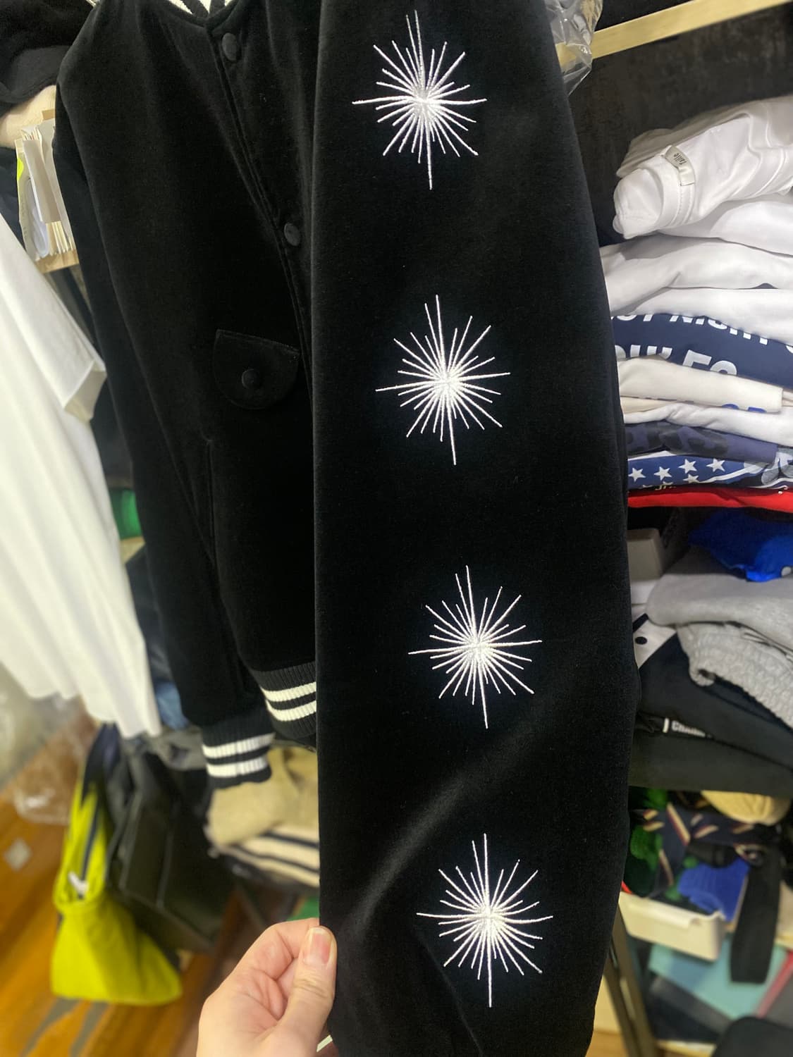 STU Embroidery Velvet Varsity Black 상품이미지2