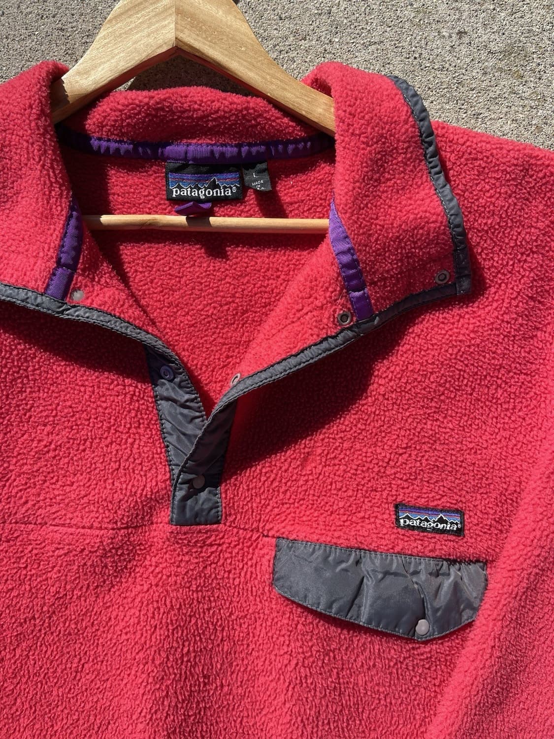 90s 파타고니아 신칠라 스냅-T 레드/퍼플 USA 상품이미지2